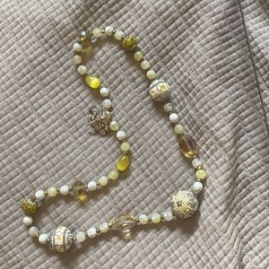 Unique glass bead necklace with orchid 925 silver clasp